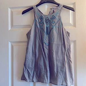Beaded Turquoise and Gray Top